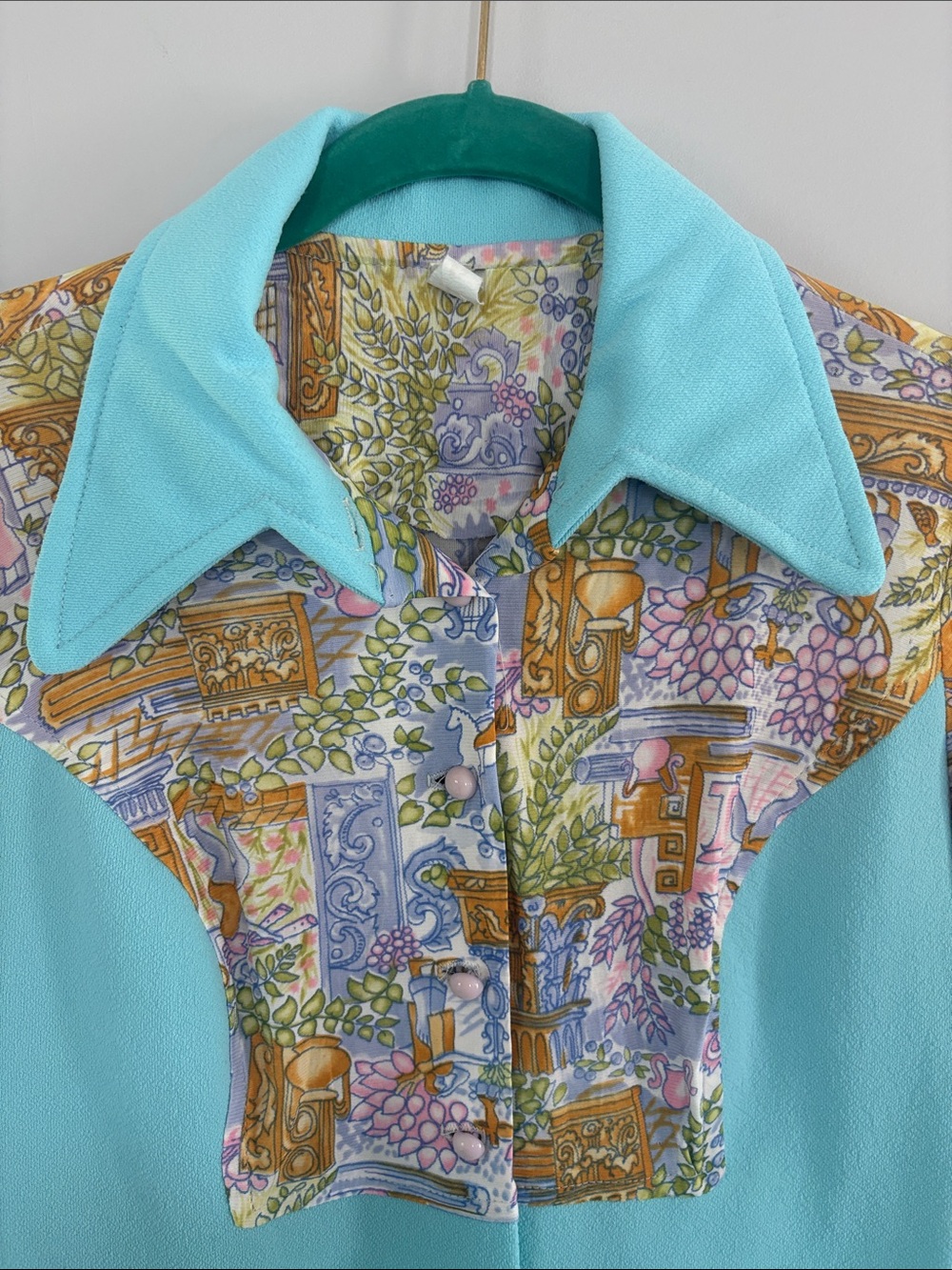 Vintage 60’s Dress Butterfly point collar Skimmer dress - Picture 4 of 12